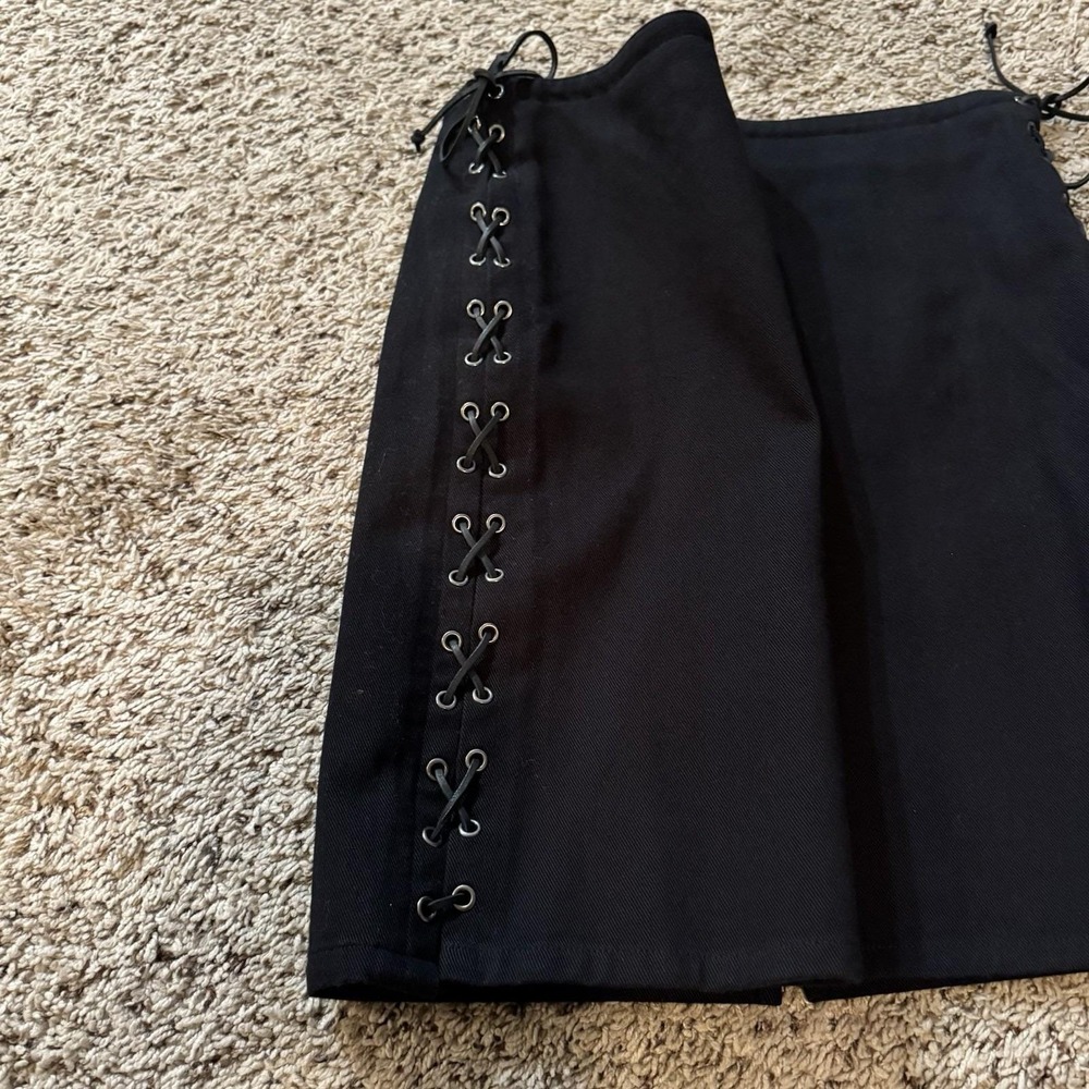 Vtg RALPH LAUREN Black Side Lace-Up ‎ Mini Skirt Y2K Women's 4 Never Worn - Picture 2 of 11